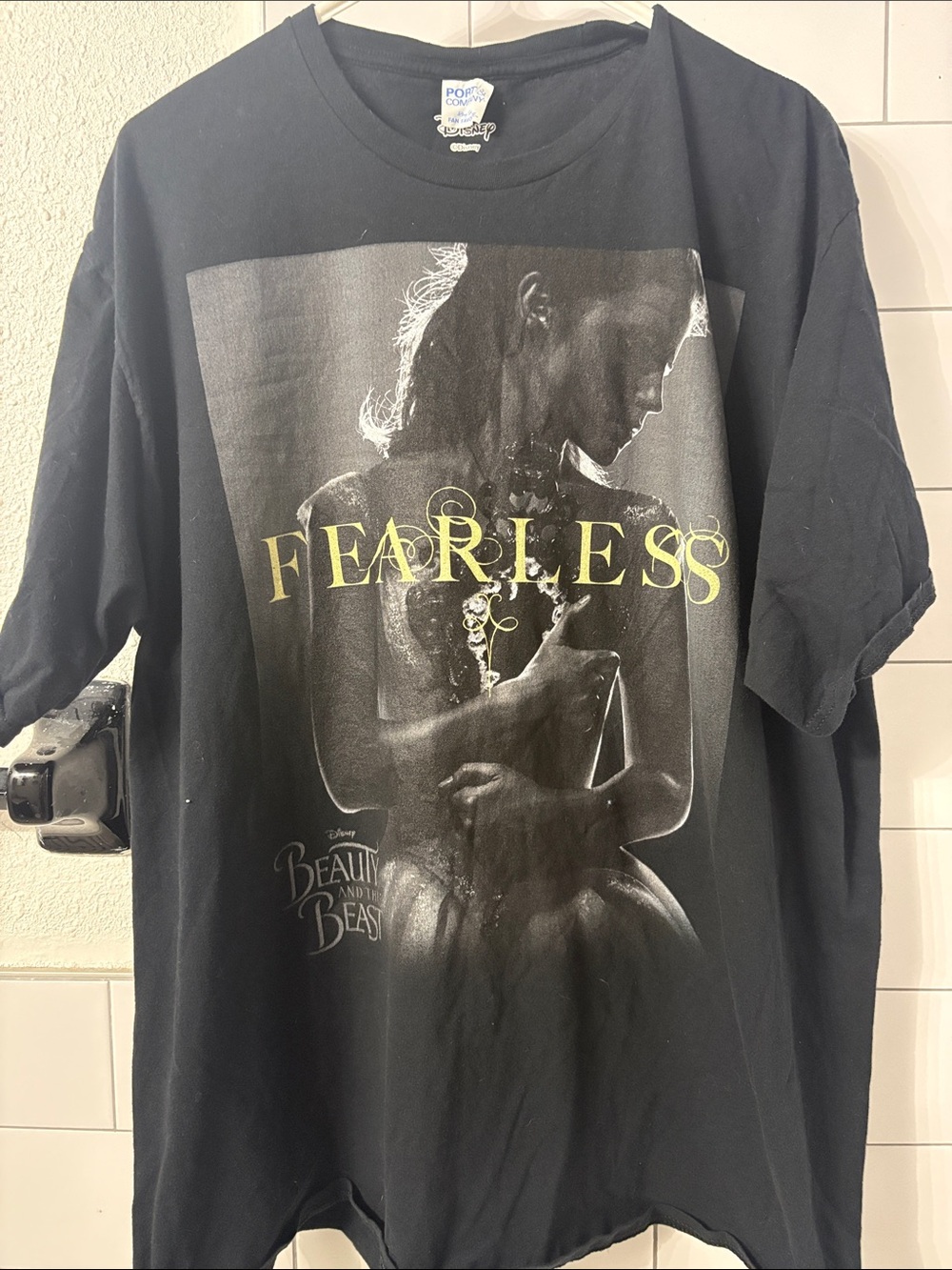 Disney Black 'Fearless' Beauty and the Beast Graphic Tee. Men’s Size XL